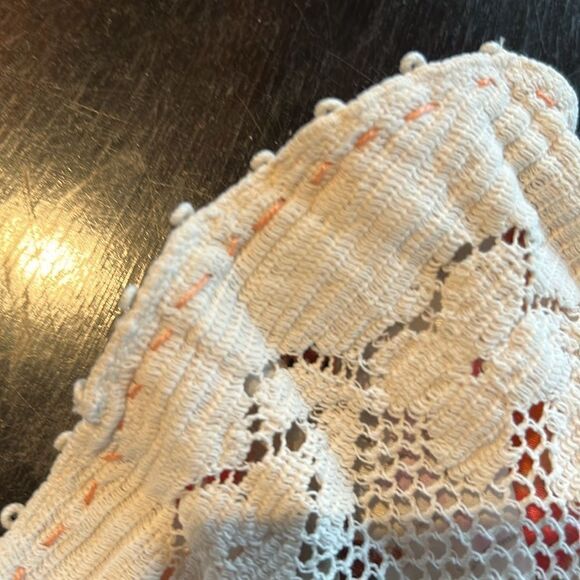 Handcrafted, cotton poly embroidered kerchief neck piece hat head scarf floral - Picture 11 of 12